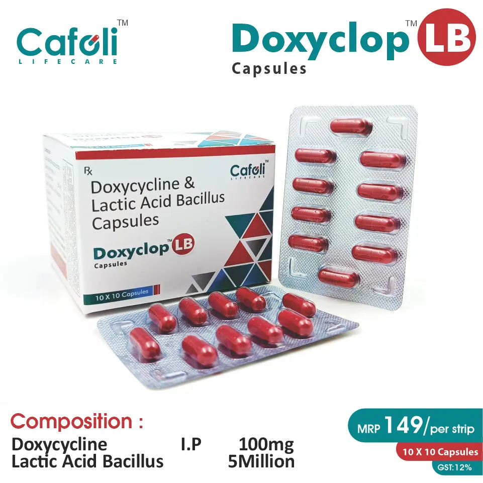 Doxycycline + Lactobacillus at the best price in PCD Pharma Franchise for Bacterial Infections, Probiotic Support